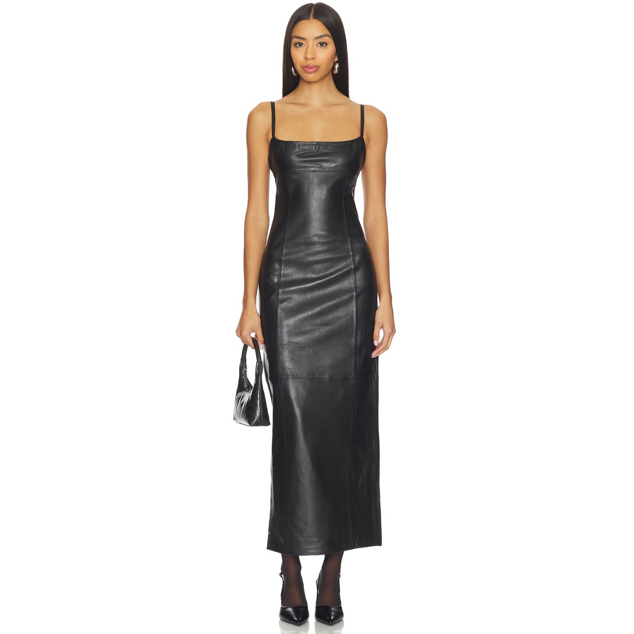 Miaou Thais Dress In Black Women's Small Genuine Lamb Nappa Leather